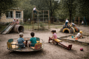 Školské dvory sú dôležitá súčasť každodenného života detí. Pomáhajú rozvíjať pohyb, socializáciu, učenie aj zdravie. Aj preto rodičia z jednej z trnavských materských škôl spísali petíciu, aby sa ich deti mohli hrať v modernom a bezpečnom prostredí. Zdroj: AI